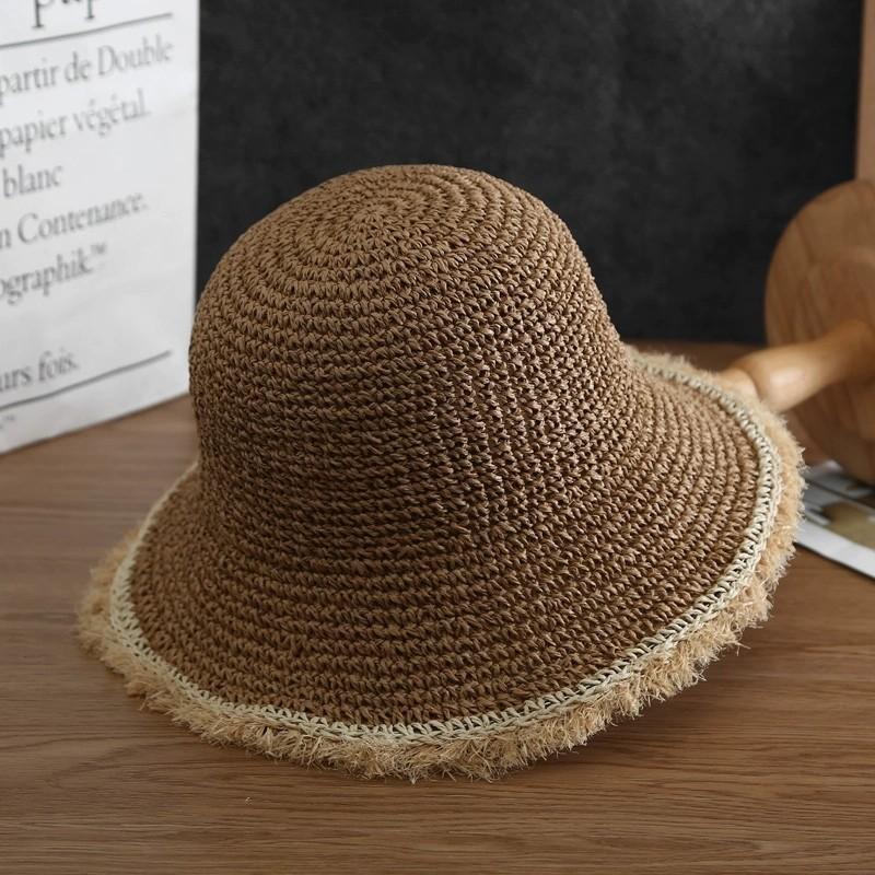 Summer French Big Brim Sun Hat Women's Fashion Ins Seaside Sun Protection Straw Hat Pastoral Pearl Face Small Sun Hat