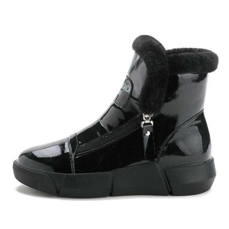 Winter Women's Shoes Mid Length Flat Bottom Snow Boots Women's Lace Up Side Zipper Cotton Shoes Women SIZE 35-40