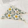 Flower Triangular HairScarf Knitted Small Square Scarf Ins Women's Headscarf  for Autumn
