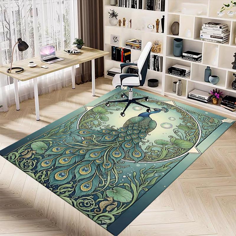 1PC Peacock Art Nouveau Extra Large Non Slip Floor carpet, Office, family, bedroom, Studio   Large Area Rug Indoor Rugs, , Vibrant Colors