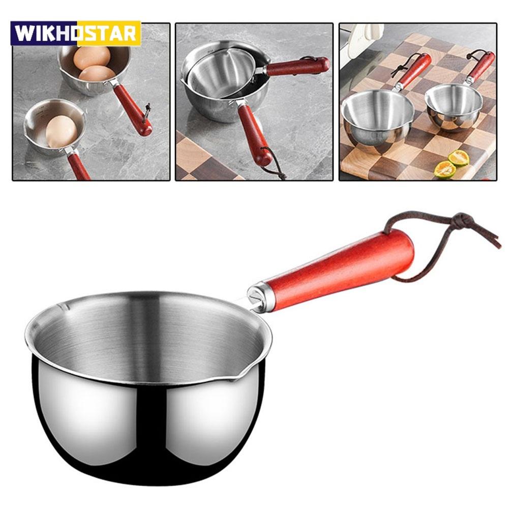 Milk Pot Stainless Steel Hot Oil Pan 150ML-500ML Hot Sauce Small Pot Cooking Butter Melting Pot Versatile Flat Bottomed Oil Pan