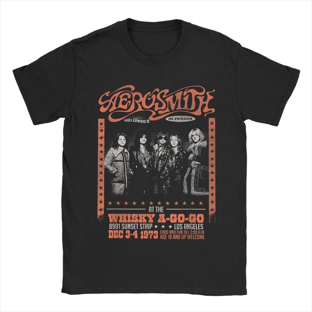Aerosmith - Rock n Roll Band T Shirts Men Cotton Casual T-Shirts Round Collar Tees Short Sleeve Clothes Plus Size