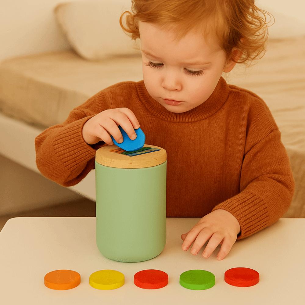 Montessori Shape and Color Sorting Toy Classification Cups Wooden Fine Motor Sensory Toy  Toddler