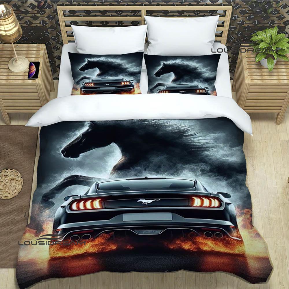 3D M-Mustang logo samochodu Pościel wykwintny zestaw pościeli poszewka na kołdrę zestaw kołdry pościel luksusowy prezent urodzinowy