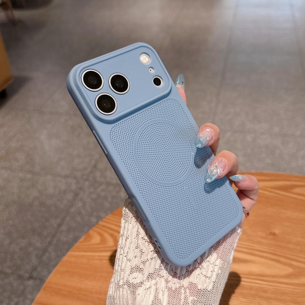 Luxury Heat Dissipation Mesh Soft TPU Case For iPhone 18 17 16 15 14 13 Pro Max Plus Lens Large Window Breathable Cover