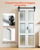 Puerta de Granero Plegable Doble, 914 x 2134 mm, MDF con Vidrio Templado Puertas Correderas Plegables Dobles para Armario, Kit de Herrajes Incluido, Diseño Ahorrador de Espacio, Pre-ensamblado