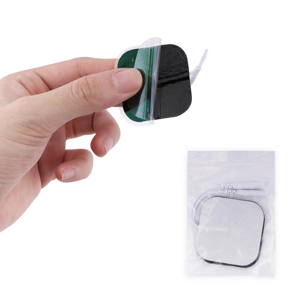 20/10 Stück 5x5cm TENS EMS Nervenmuskelstimulator Elektrodenspitzen Gel-Massagepflaster für Elektroden Physiotherapiegerät 2mm Stecker
