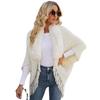 Poncho Châle Cape en Tricot avec Col en Fourrure et Franges pour Femme Vêtement d'Extérieur Chaud