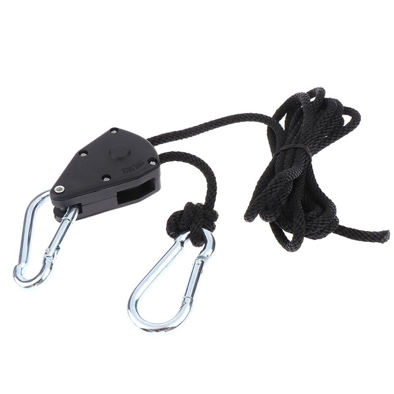 1/8 2M Adjustable 8Inch Lanyard Hanging For Tent Fan Grow Plant Lamp Pulley Ropes Pulley Lifting Pulley Hook