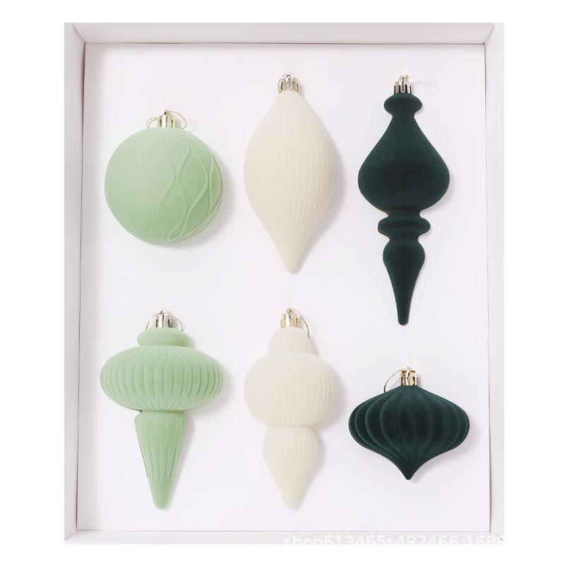 Set of 6 Irregular Mocha Mousse Christmas Tree Flocking Balls