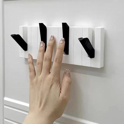 Creative Piano Wall-mounted Hook Punch-free Doorback Storage Rack Home Folding Coat Hat Porch Key Holder Sundries Organizer
