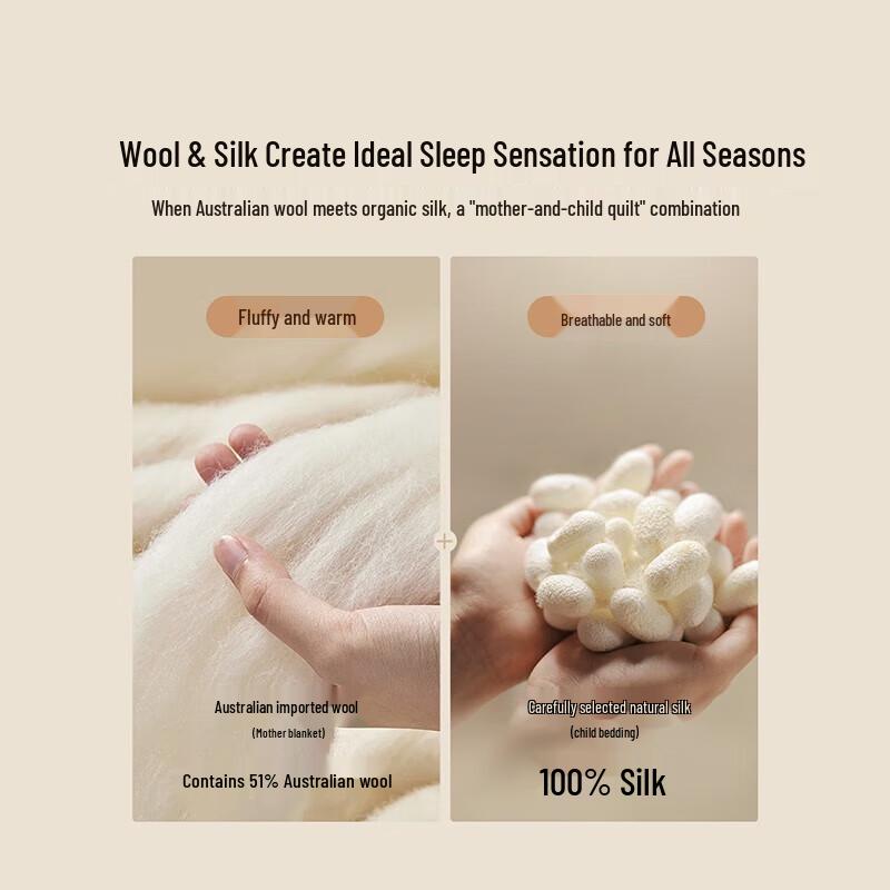 Mercury Home Textiles Antibakterielle Seide Wolle Ganzjahres 2-in-1 Bettdecke