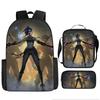 Battle of the Twin Cities Arcane Children's School Bag Pencil Case Backpack Elementary School Cartoon Backpack Three-piece Set