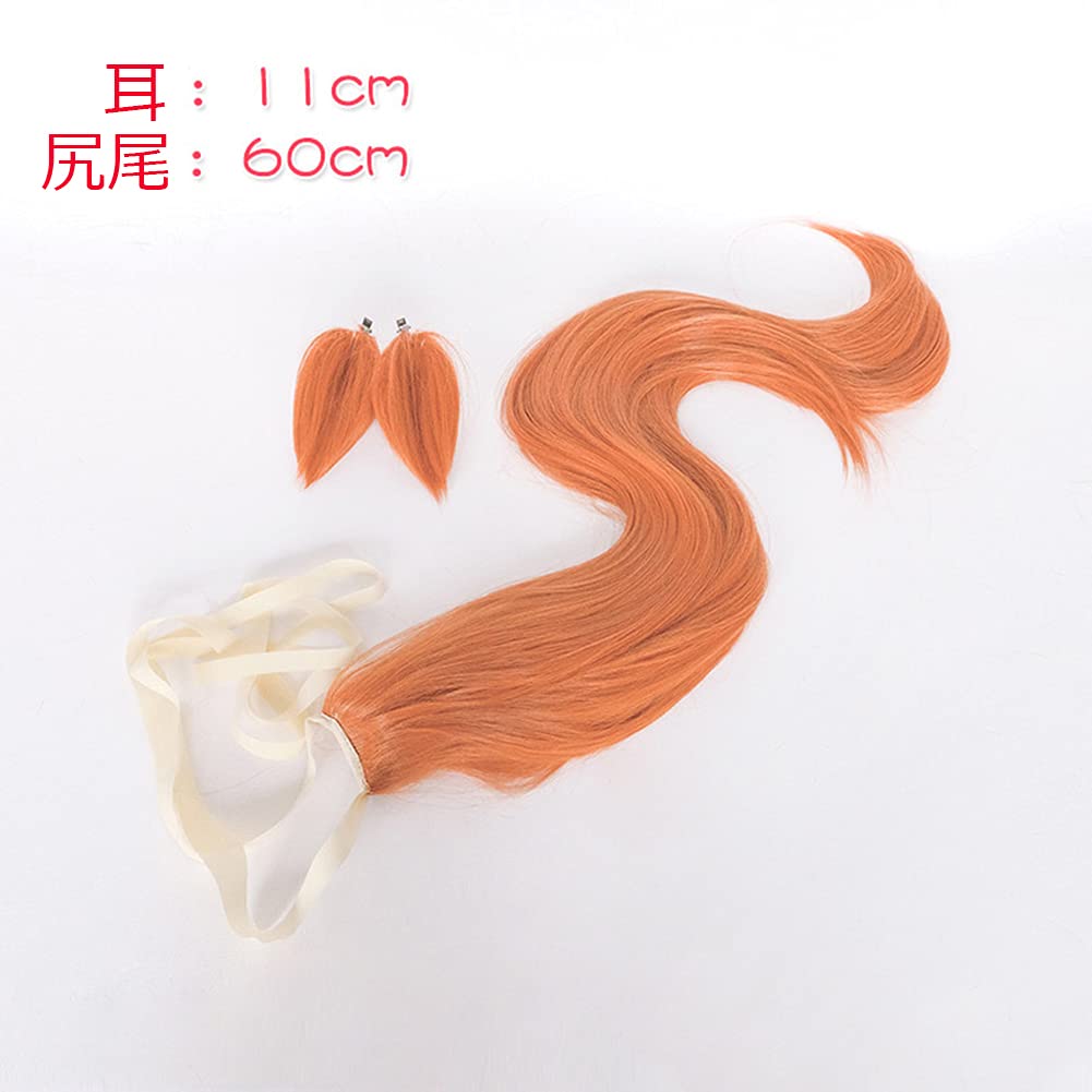 ABUNDANTDOODS Mayano Top Gun-style Cosplay Wig, Heat-Resistant, Disguise Wig, Cosplay Wig with Net and Comb, Orange (Wig, Ears, and Tail)