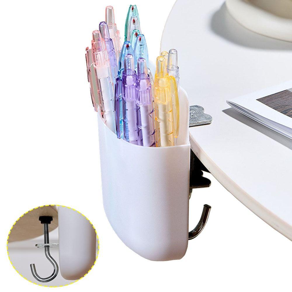 Practical Adjustable Desk Side Bag Hook With Pen Holder Plastic Pen Holder Desktop Load Bearing Hook