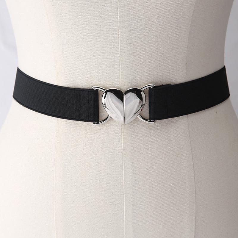 Elastische Gürtel Liebesherz Metallschnalle Taille Kleid Pullover Dekorative Taillenband