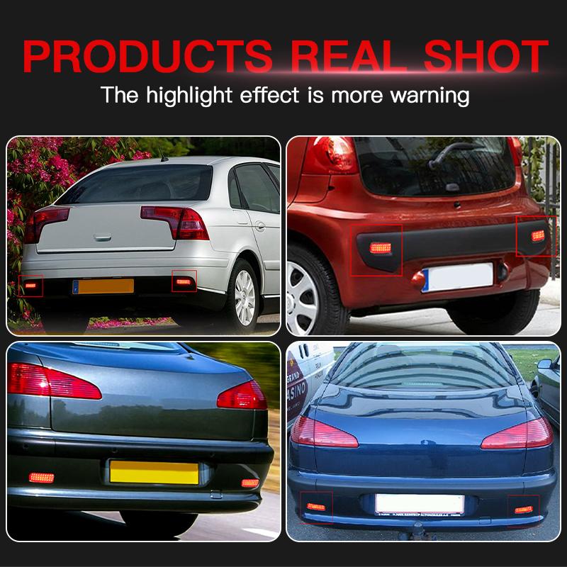 2PCS Red LED Rear Bumper Reflector Lights Fog Lights For Citroen C1 C5 Peugeot 107 206 607 Expert For Fiat Scudo Car Accessories
