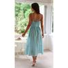 VEZFAA Women's Fashion Summer Spring Stripe Print Sleeveless Suspenders High Waist Casual Dresses