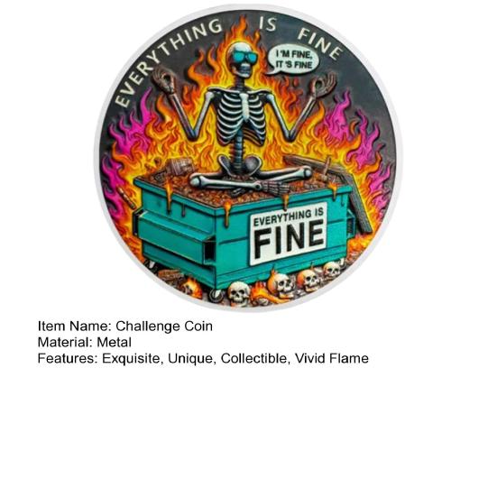 Skull Dumpster Flame Challenge Coin The Strongest Steel Is Forged Dumpster Flame Coin Funny Desk Accessories Inspirational Gifts