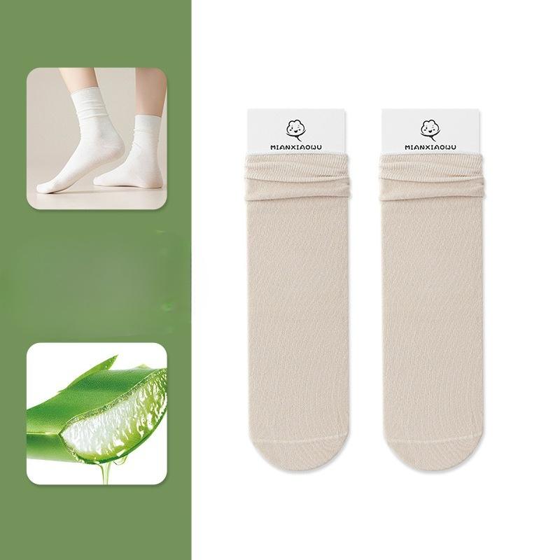 Dui Dui Socks Women's Autumn and Winter Rolled-up Pure Cotton Antibacterial Breathable Mid-calf Socks Paired with Boken Shoes Boneless Socks