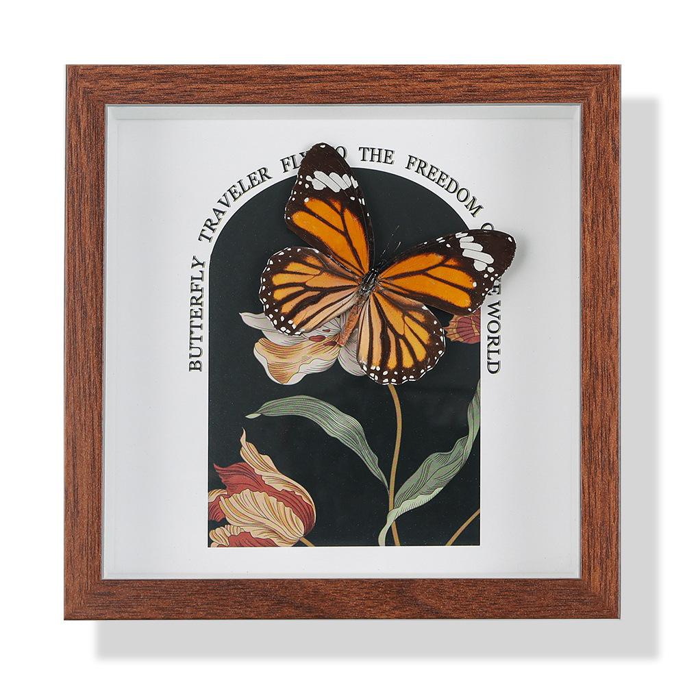 High-End Butterfly Specimen Photo Frame - Wooden Insect Decoration, Perfect for Home, Christmas, or Birthday Gifts
