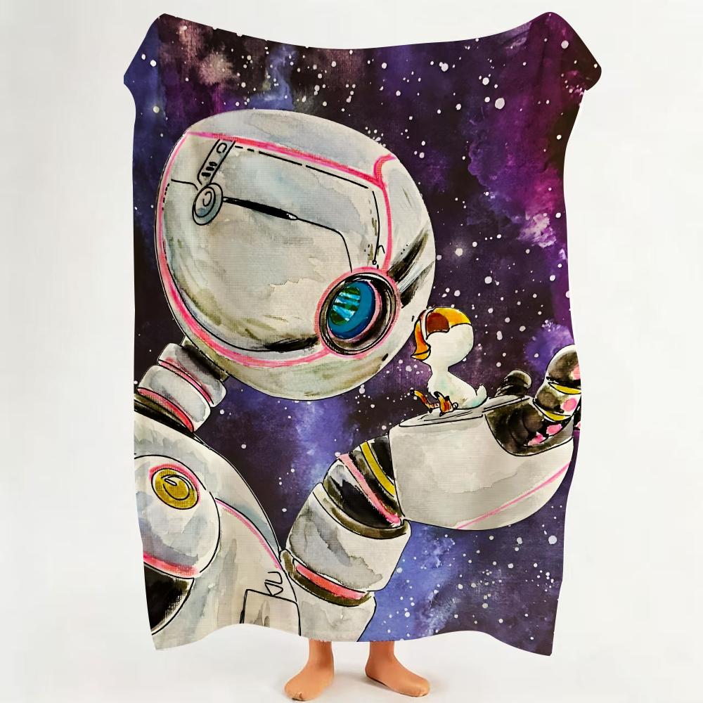 Movie T The W Wild R Robot Throw Flannel Throw Blanket Suitable for Sofa Living Room Bedroom
