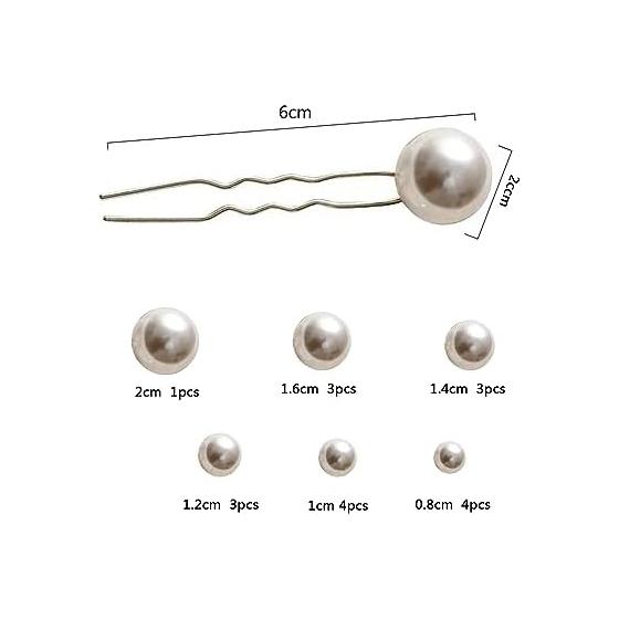 36 Piece Set Pearl Hair Pins U-Shaped Hair Sticks Hair Accessories for Traditional Japanese Attire, Photography, Weddings, Parties, Bridal Hair