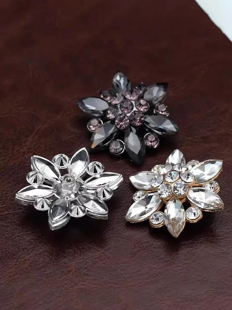 1pcs Rhinestone Buttons for Fur Coat Cardigan Rhinestone for Needlework Collar Sewing Embellishment Replace Metal Buckle