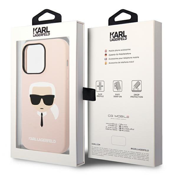 Etui do iPhone 14 Pro Karl Lagerfeld Silicone Karl`s Head Różowe