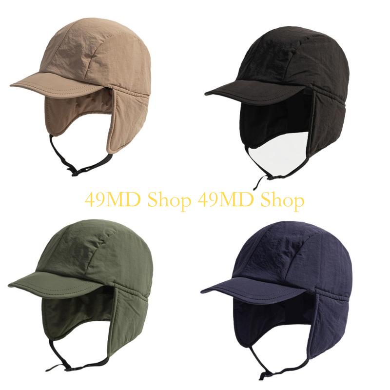 49MD Stilvolle Uschanka mit Ohrenwärmer Outdoor Teens Streetwear Baseballkappen für Ski Radfahren Schnelltrocknend Wintermütze