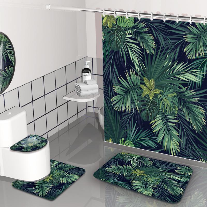 

Занавеска для душа с цветочным принтом Водонепроницаемая занавеска для душа для ванной комнаты Моющаяся занавеска для душа для ванной комнаты Ретро Защита от плесени 1PC W90XH180cm