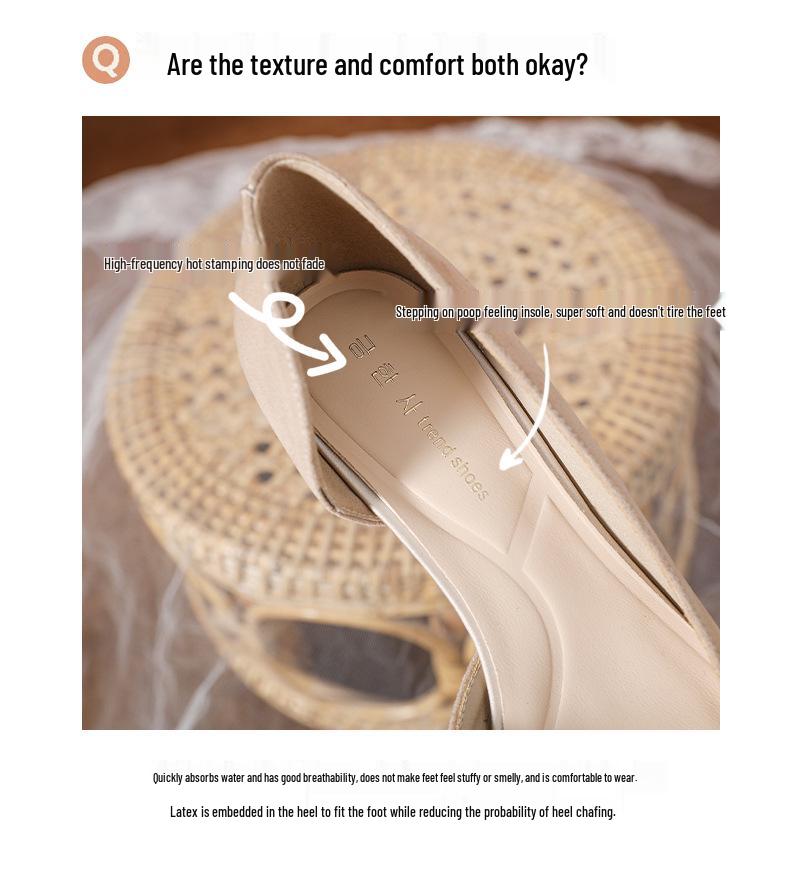 Exquisite Satin Stiletto Mules: Women's Pointed Toe, Side Cutout, Spring-Summer 2025 Collection