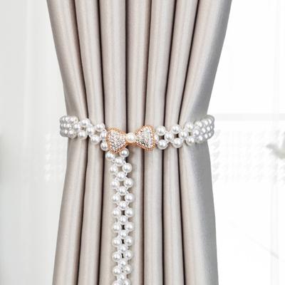 Yousheng Curtain Tieback Elastic Rope Adjustable Faux Pearl Home Decoration Delicate Alloy Flower/Bow/Butterfly for Home