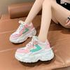 Fashion 8.5CM Wedges Leather Sneakers Women New Autumn Fashion Hidden Heels Sports Dad Shoes Thick Sole Platform Chunky Sneakers Spring