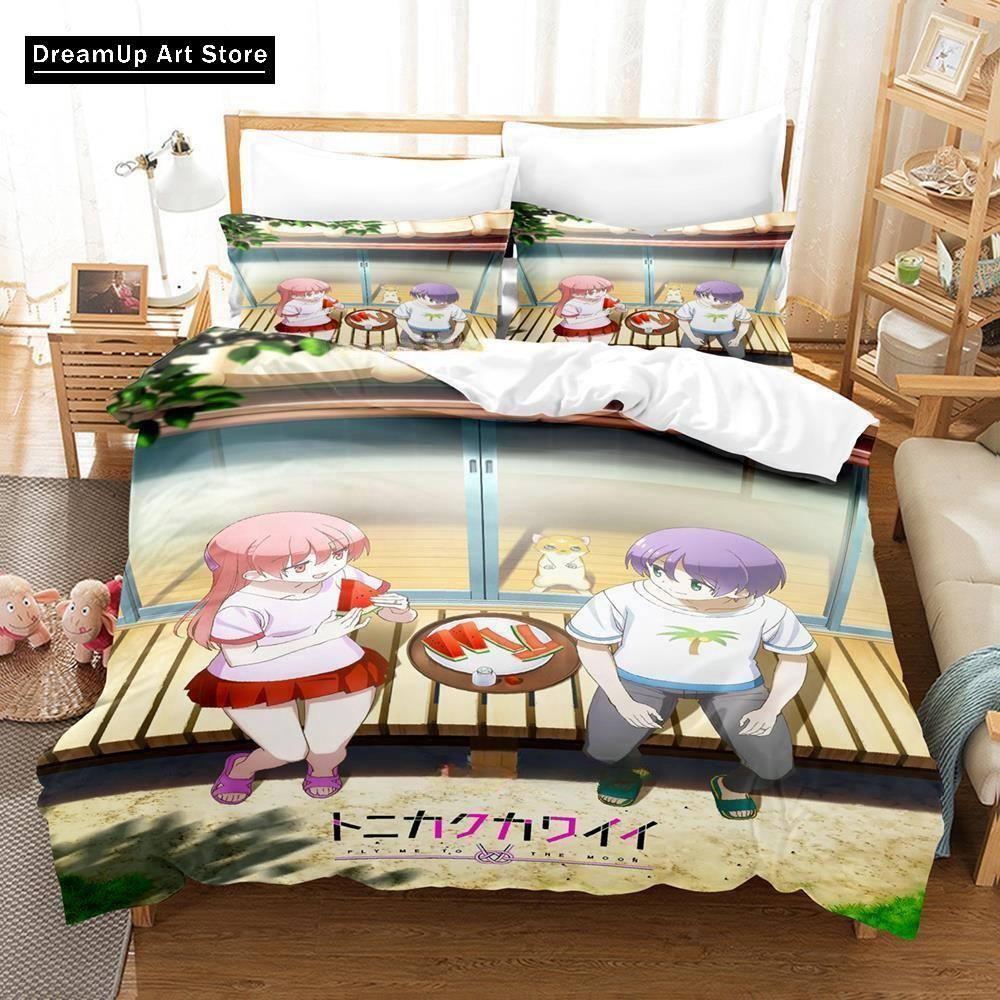 Anime TONIKAWA Měsíc pro tebe Povlečení Chlapci Dívky Jednolůžko Dvojlůžko Plná Velikost Povlak na přikrývku Povlak na polštář Postel Dospělí Ložnice