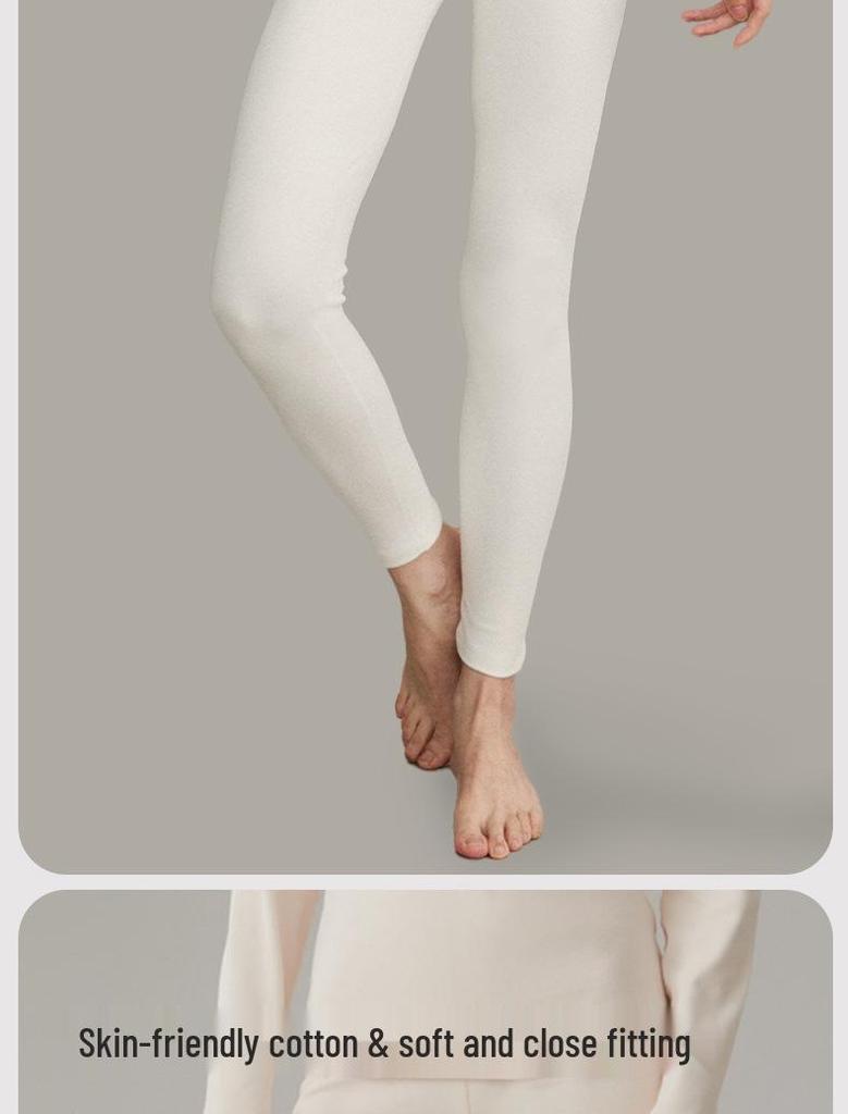 Pantalones cálidos de otoño para mujer de algodón puro extra grueso de talla grande 250g - Capa base antibacteriana