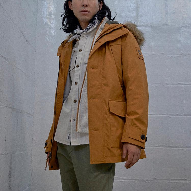 Timberland Parka Coats Men's Wheat Hooded Thickened Fleece Lined (Unisex) Parka Coats A22VQ P47