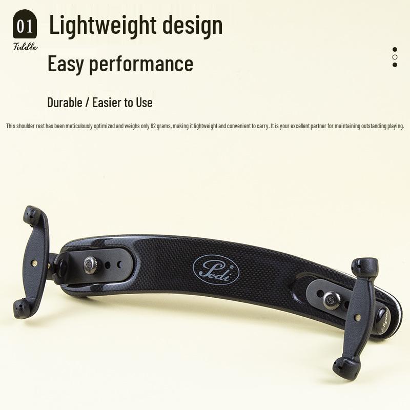 PEDI Super-Light Carbon Fiber Titanium Violin Shoulder Rest & Viola Chin Support