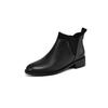Fashion NEW Autumn Women Boots Round Toe Chunky Heel Shoes Split Leather Shoes for Women Casual Slip-on Ankle Boots Black Handmade Boots
