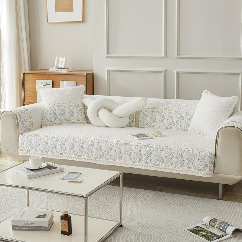 Fabric Embroidered Sofa Cushion Cotton Non-Slip Leather Sofa Cover Slipcover Four Seasons General Fabrics Sofa Cushion Cover Towel