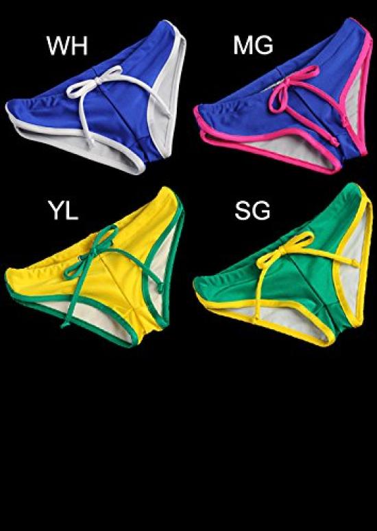 Swimsuit Brazilian Style Contrast Bikini Bottom Size Green [Sanas] (G (Japanese L), (SG) Glossy)