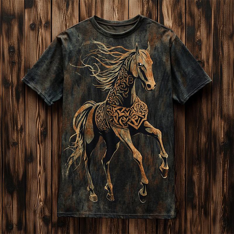 Vintage Men's Short-Sleeve T-Shirt Ethnic Print Casual Crew Neck T-Shirt Top Hip-Hop Street Style Outdoor Plus Size Tees Top Women Clothing