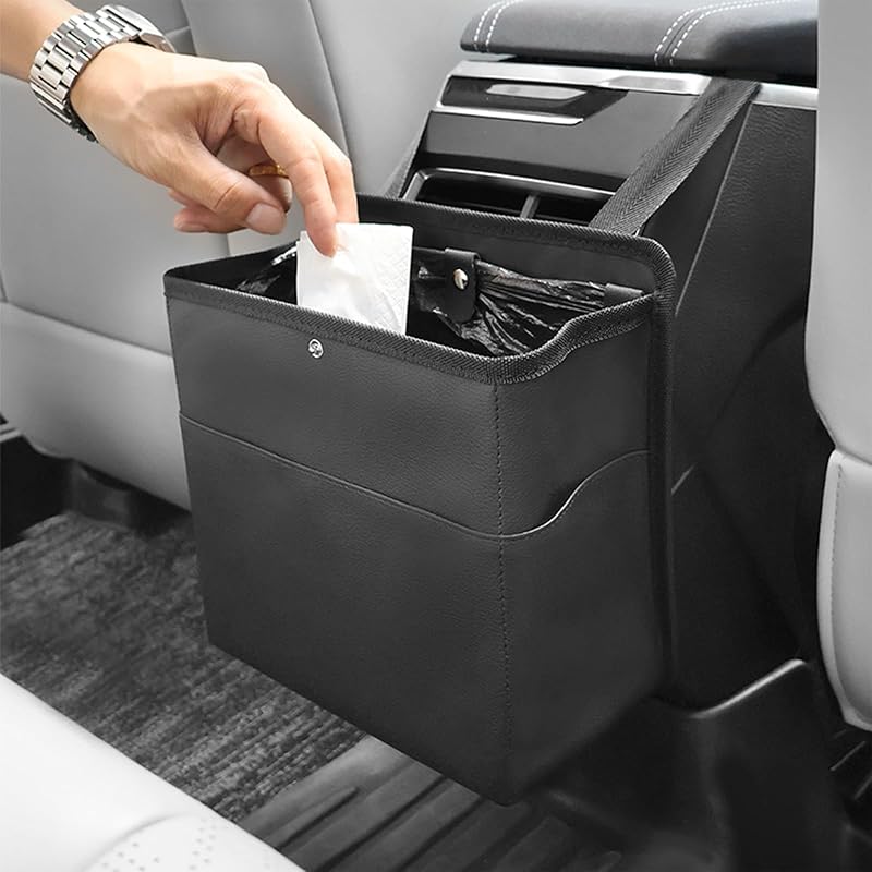 Accmor Car Trash Can With Pocket, Small Vehicle Dustbin Automotive Garbage Organizer Bin With 60 Pcs Trash Bags, Hanging Cars Storage Container For чёрный