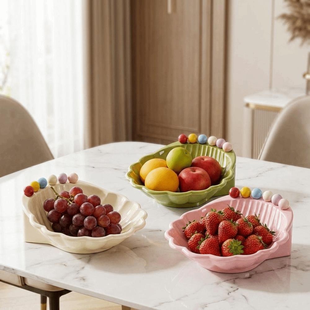 Shell Shape Fruit Bowl with Fork Plastic Integrated Fruit Basin Fruit Serving Plate for Kitchen