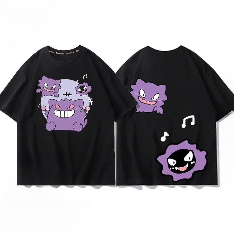 

Pokémon Gengar Black Tee Pure Cotton Tshirt Mens 2026 Summer Fashion Oversize Street Casual Y2K Tops Streetwear Clothing 2XL