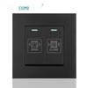 Black 16A German Standard Socket Panel with Double USB + Type C, Concealed European Installation