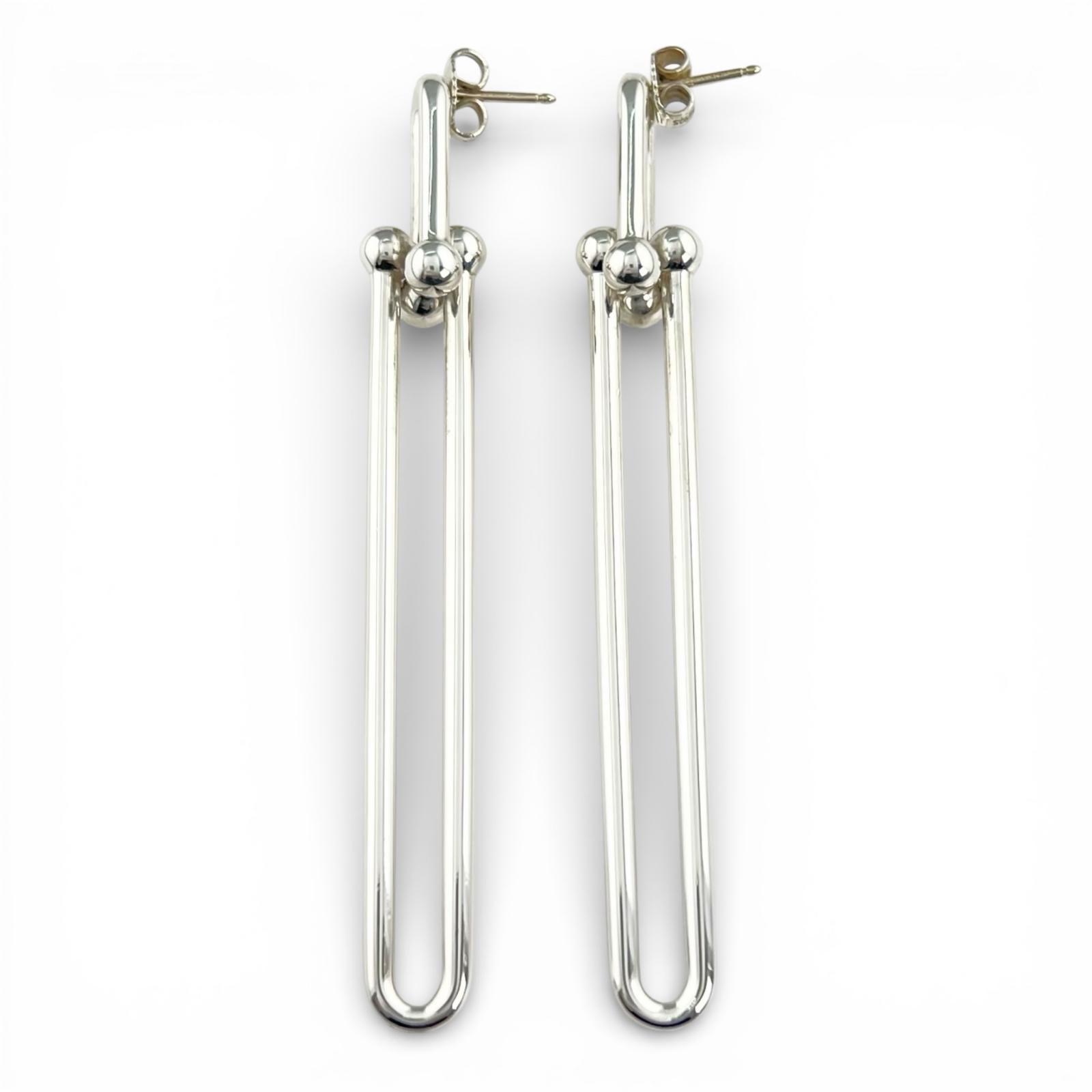 

Great TIFFANY&Co. Pierce Hardware double long link Silver AG925 Women Used