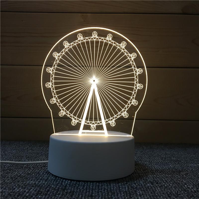Christmas Claus Santa Tree Ferris Wheel 3d Creative Night Light Usb Straight Plug