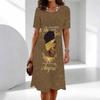 Women's Classic Leopard Print Short Sleeve Round Neck Midi Dress Loose Casual A Line Daily Wear Dress