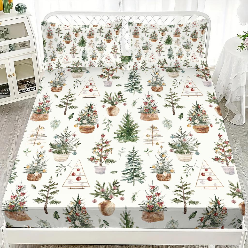 Bedspread Christmas Tree 3D Printed Bedspread Three-Piece Bedroom Bedding